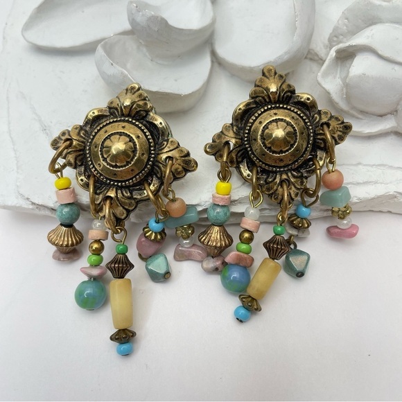 BOHEMIAN Statement Clip On Earrings - Picture 2 of 9